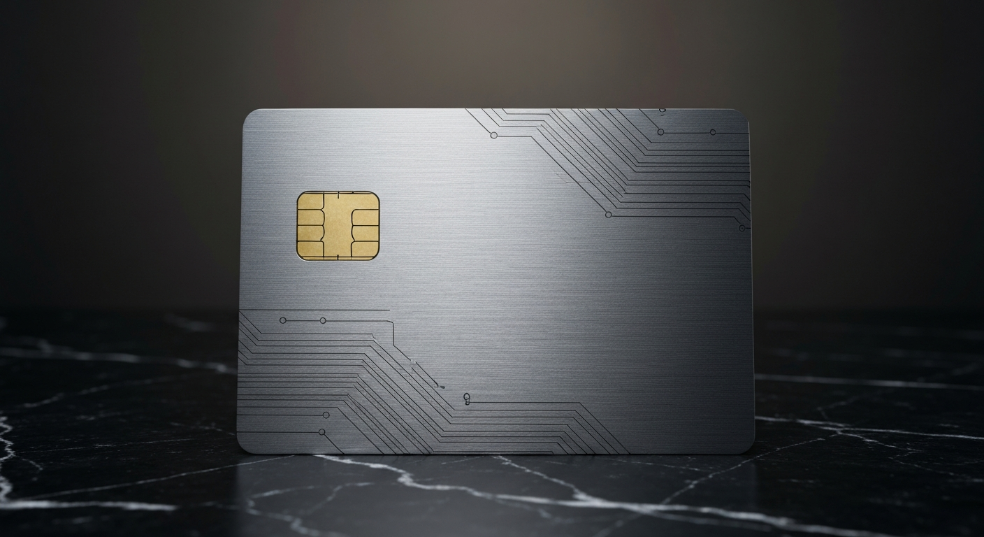 Tarjeta metálica para crypto bank con chip EMV